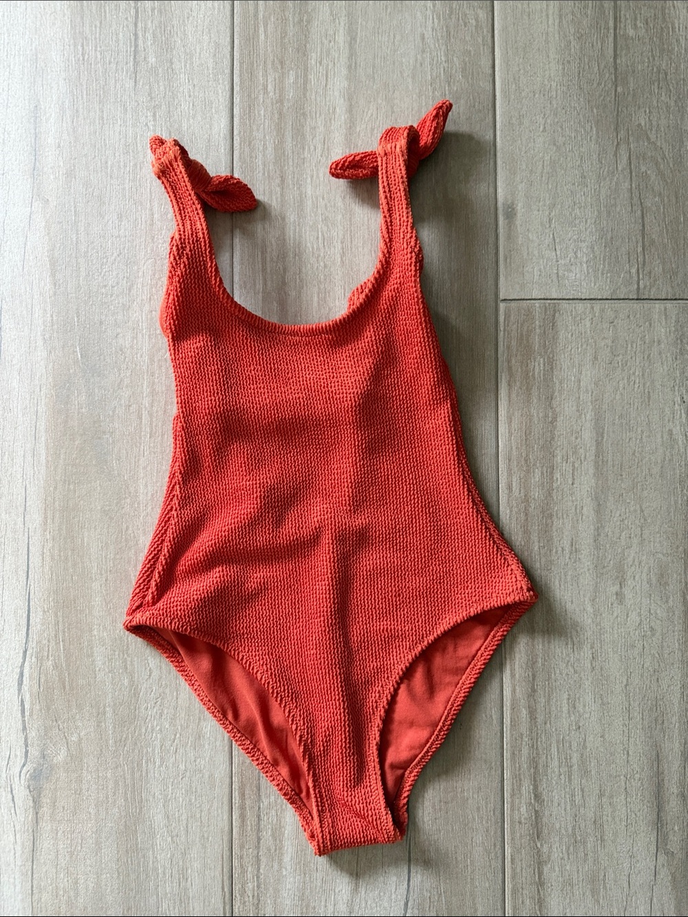 Kona Sol Red Knit One-Piece Swimsuit with Tie Straps